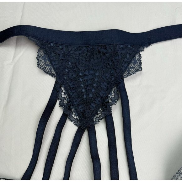 CACIQUE Boost Plunge Blue Floral Bra Front‎ Closure Underwire Lace Racerback 44D - Picture 12 of 13